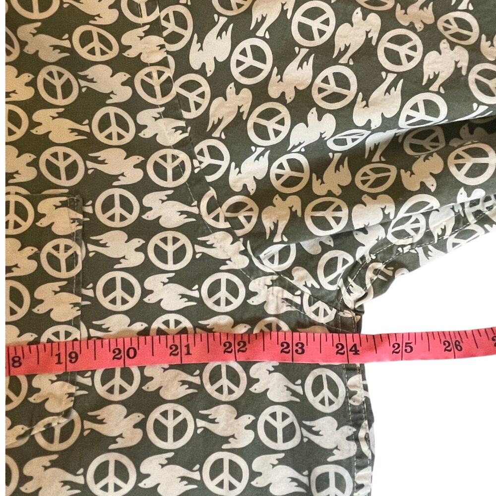 VTG Y2K Lucky Brand Men Shirt Peace Sign & Dove AOP Size Large Indie Boho Retro - Picture 5 of 9